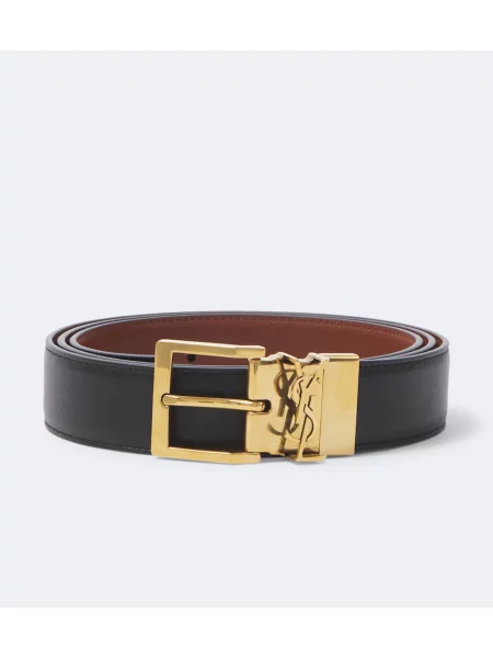 Cu centură reversibil curea Saint Laurent din piele negru