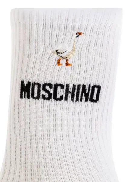 Чорапи Moschino с автограф бяло