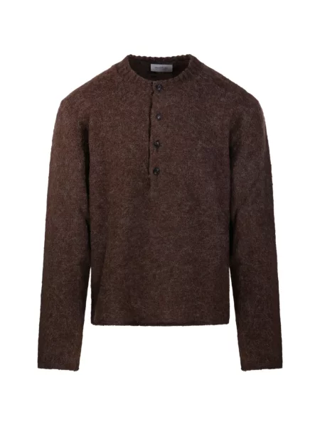 Pulover Diana Studio cu guler henley maro