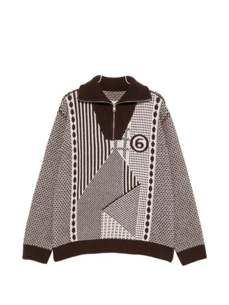 Φούτερ με φερμουάρ Mm6 Maison Margiela καφέ