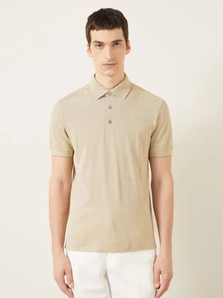 Zegna Polo Tričko Piqué S Hedvábím béžová