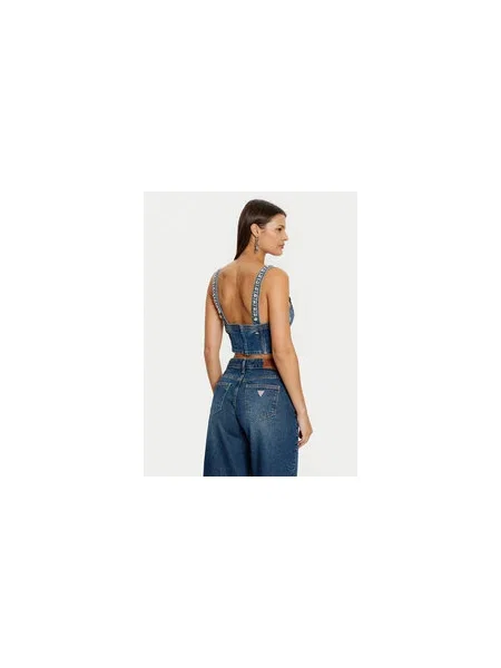 Guess Felső Slim Fit sötétkék