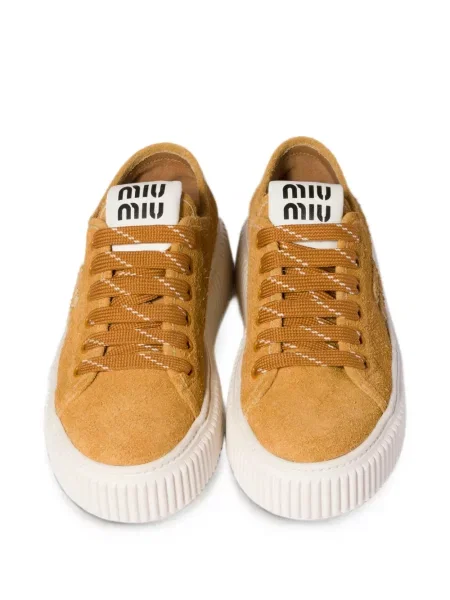 Sneakerși Miu Miu din piele de căprioară