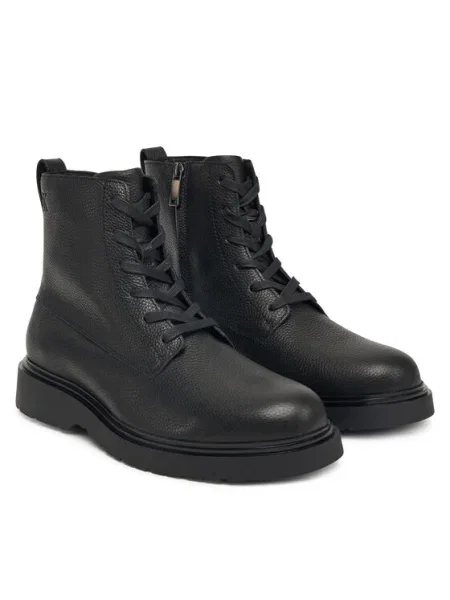 Calvin Klein Bakancs Combat Ess Lace Up Zip Boot Lth fekete