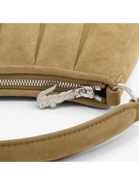Lacoste Mała Torebka Lenglen Z Zamszowej Skóry beżowa