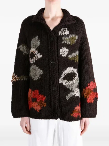 Cardigan Casey Casey cu model floral maro