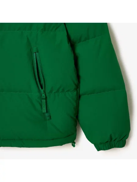 Lacoste Pikowana Wodoodporna Krótka Kurtka zielona