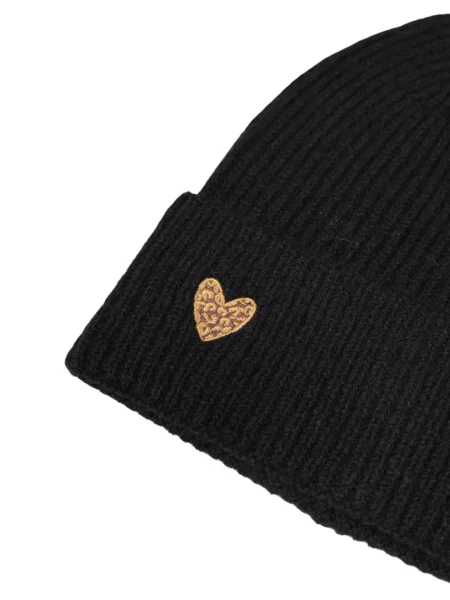 Pălărie Pieces cu motiv cu inimi negru
