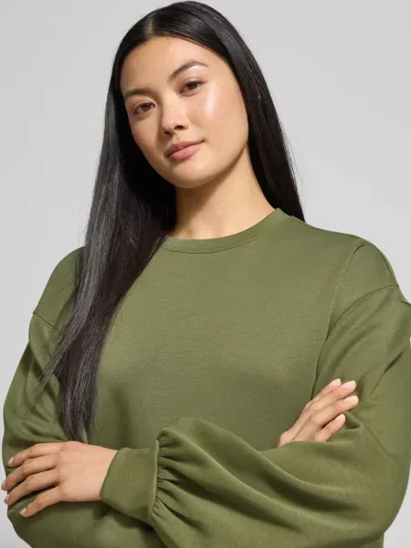 Bluza w kroju oversized z prążkowanymi wykończeniami Model Brionna' Msch Copenhagen oliwkowa