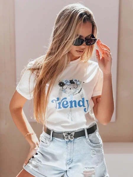 T-shirt z nadrukiem TRENDY BUNNY Dstreet biały