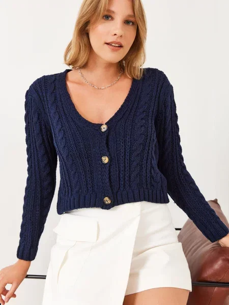 Bianco Lucci Geacă tricotată închis albastru