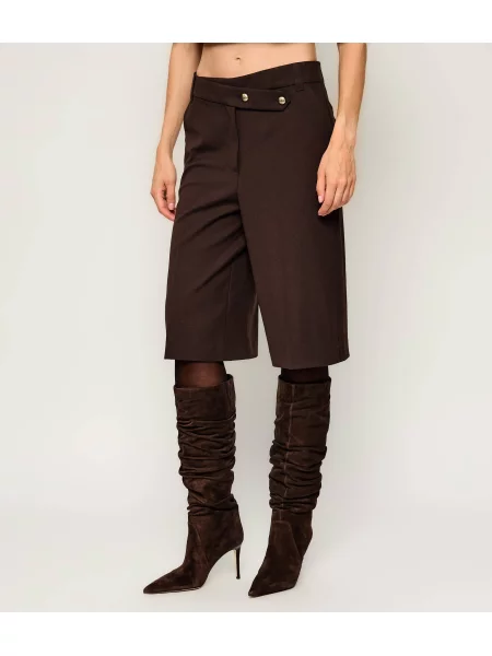 Pinko Bermude Merlot | Relaxed fit cu adaos de lână maro