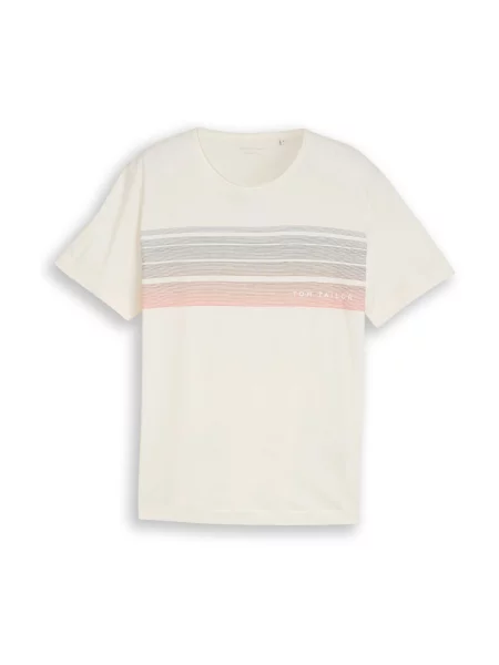 TOM TAILOR Tricou albastru / roz / natural alb
