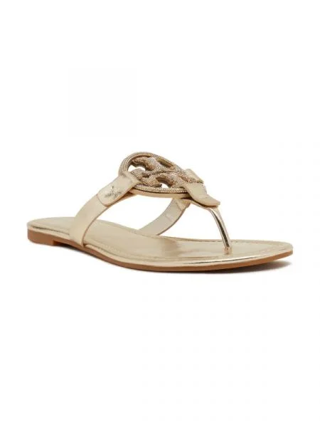 Șlapi Tory Burch din piele auriu