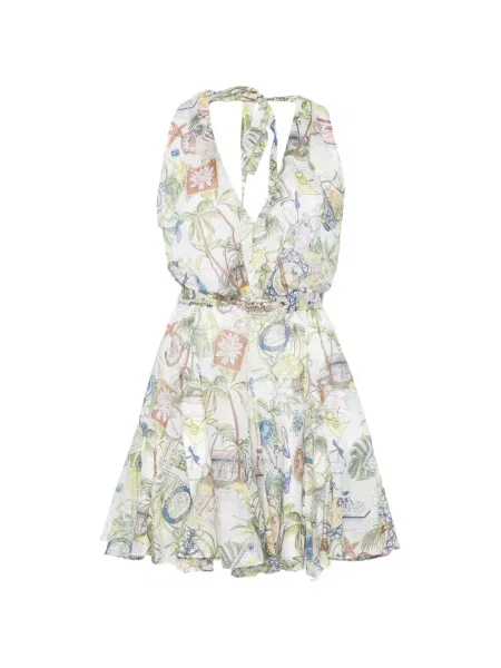Rochie mini Maje cu imagine cu gât halter alb