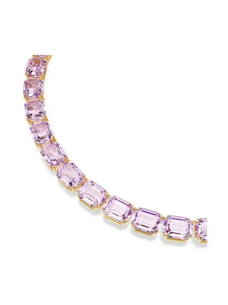 Lniany naszyjnik Swarovski z kamieniami żółty