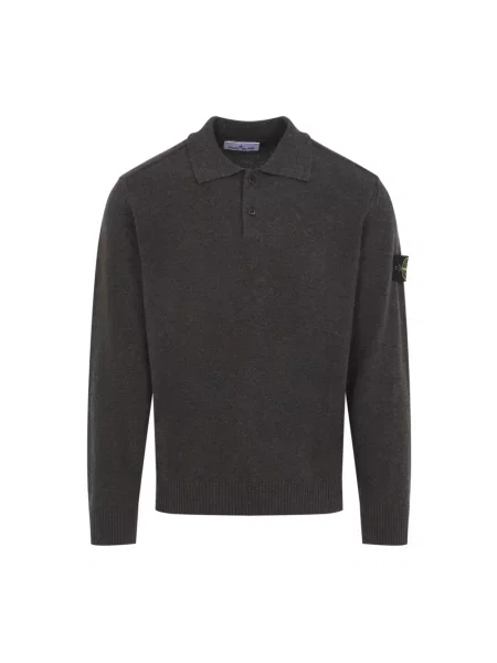 Koszulka polo Stone Island z kamieniami wełniana brązowa