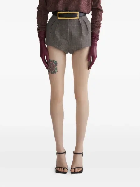 Szorty Mugler w kratkę plisowane szare