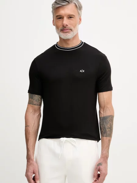 Armani Exchange Tricou bărbați cu vâscoză negru