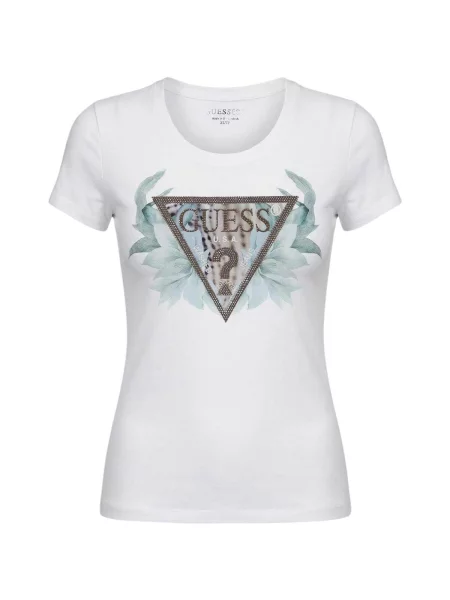 Kvetinové tričko Guess biela