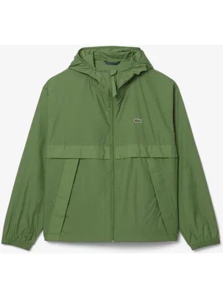 Kurtka z kapturem Lacoste Water-Repellent Lightweight Packable M zielona