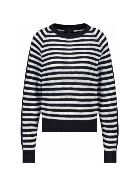 Dzianinowy sweter Monari w paski z paskiem czarny