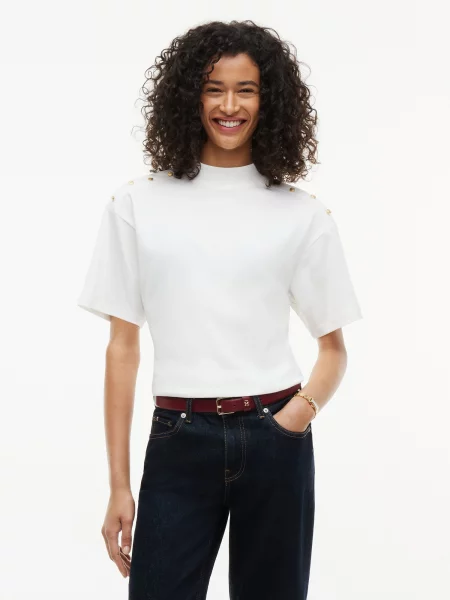 TOMMY HILFIGER Tričko biela béžová