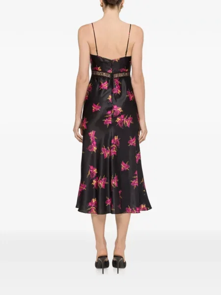 Rochie midi Nissa de mătase cu model floral cu imagine negru