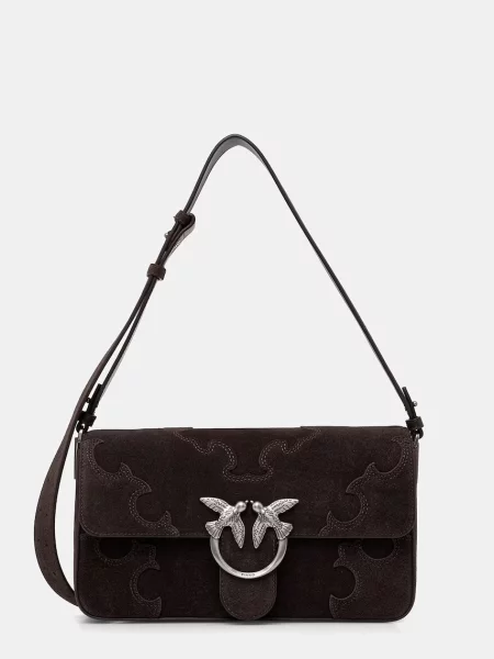 Pinko torebka crossbody zamszowa brązowa