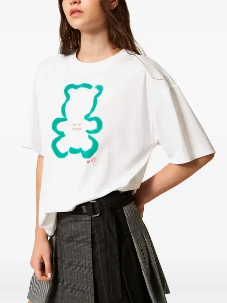Tricou Twinset cu imagine teddy alb