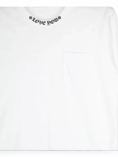 Дълго тениска Chrome Hearts с принт със сърца бяло