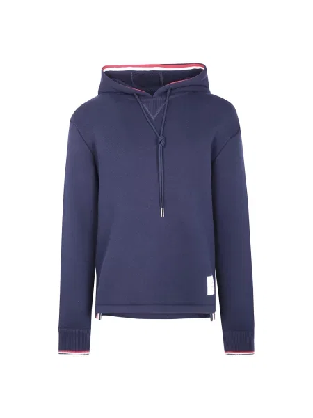 Bluza z kapturem Thom Browne chunky z paskiem niebieska