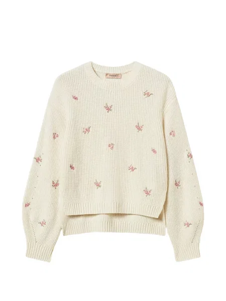Pulover Twinset cu broderie de lână cu model floral