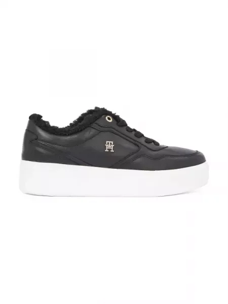 Tommy Hilfiger Sneakers tornacipő essential platform sneaker fur fekete