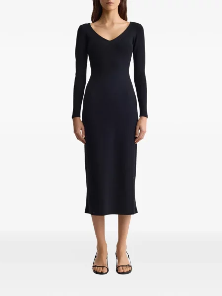 Lung rochie midi Fforme cu decolteu în V negru