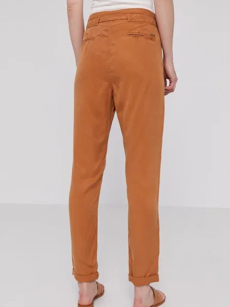 Kalhoty Pepe Jeans Dash jednoduché medium waist hnědá