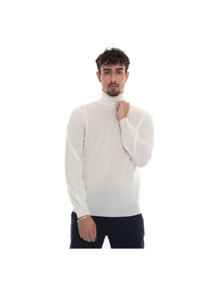 Sweter Hindustrie z dekoltem w serek biały