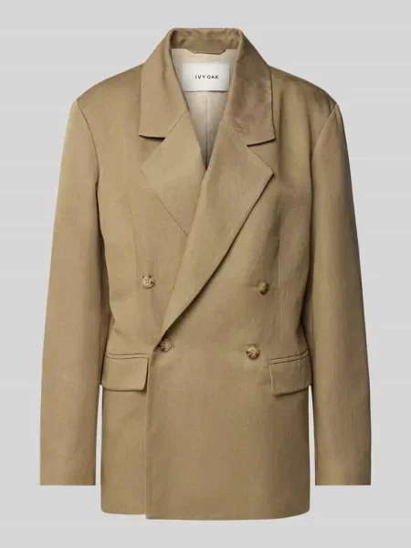 Żakiet z mieszanki lnu i lyocellu z z patką model ‘JASEMINA’ Ivy Oak khaki