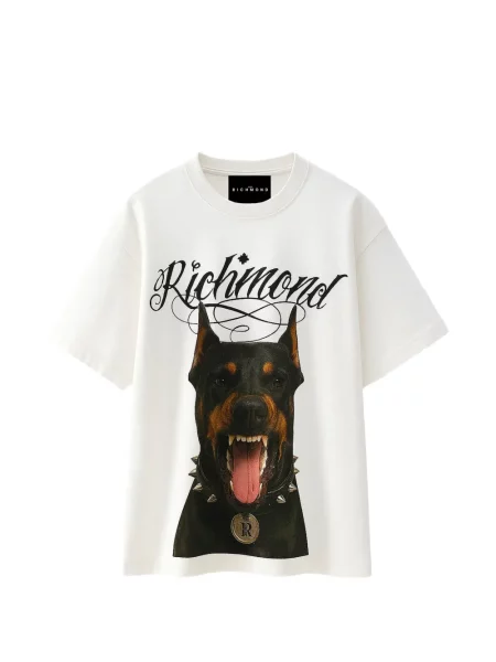 Tricou John Richmond cu imagine alb