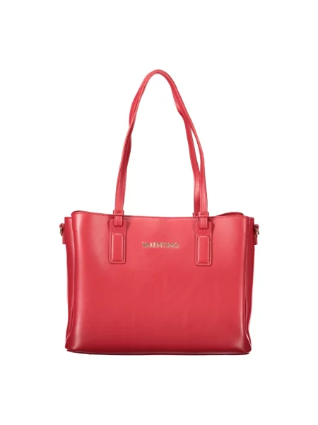 Lniana shopperka Valentino Bags czerwona