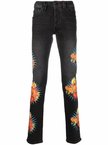 Traperice ravnih nogavica Philipp Plein crna