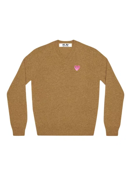 Sweter Comme Des Garcons Play wełniany brązowy