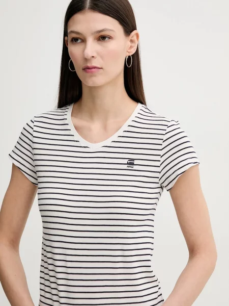 G-Star tričko Stripe eyben slim v t béžové