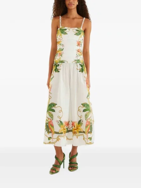 Rochie midi Farm Rio cu imagine cu imprimeu tropical cu bretele