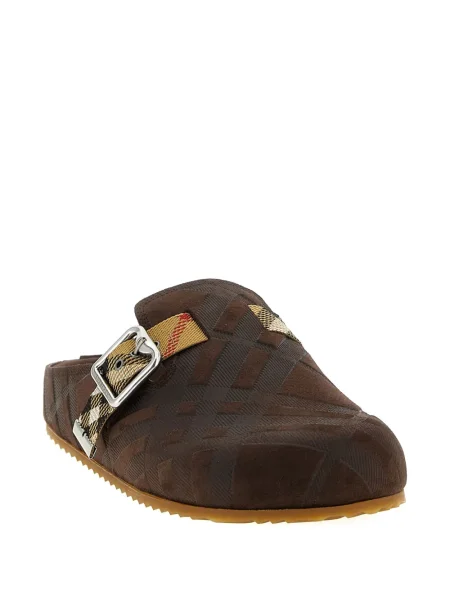 Papuci tip mules Burberry în carouri maro