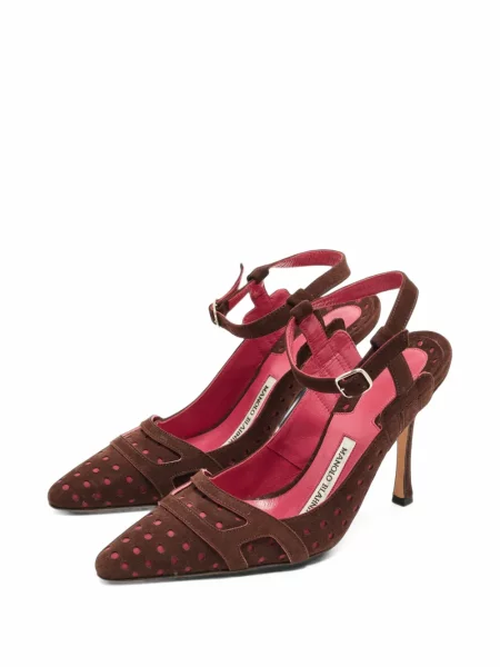 Με τιράντες γοβάκια Manolo Blahnik καφέ