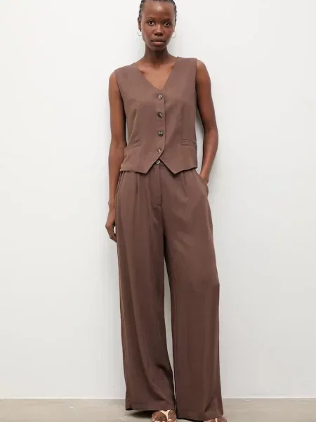 Answear.LAB komplet z domieszką lnu brązowy