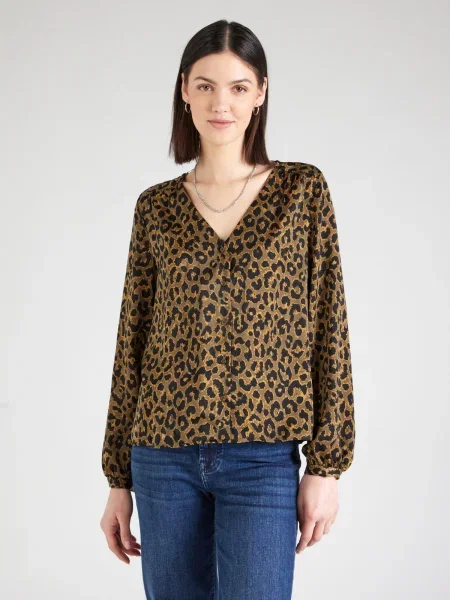 VERO MODA Blúz VMAMELA homok / világosbarna fekete