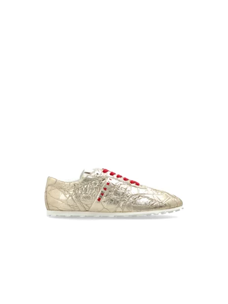 Sneakersy Marni skórzane z logo żółte