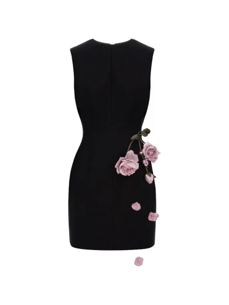 Rochie mini Cristina Savulescu fără mâneci cu aplicații de costum negru